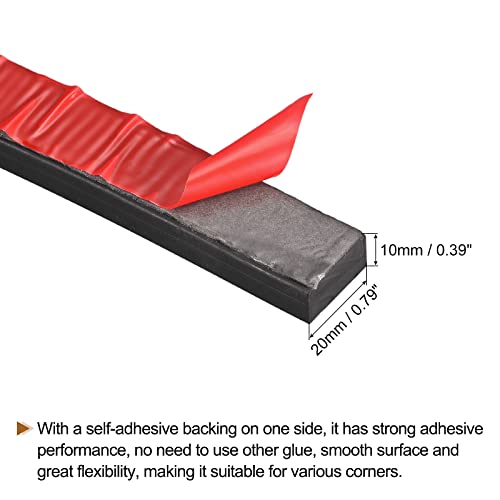 uxcell Adhesive Rubber Strips, 0.8" W x 3/8" T x 6'L Solid Neoprene Rubber Sheet Rolls with Adhesive Backing for DIY Gaskets Seals Pads Crafts - size: 0.8"W x 3/8"T x 6'L