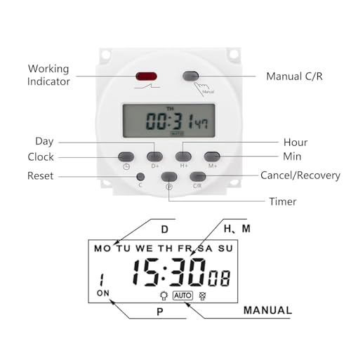 Programmable Timer Relay Digital LCD Display DC 12V Timer Switch