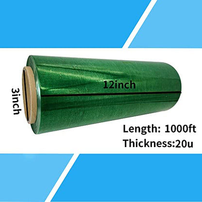 Green Plastic Wrap Stretch Film 12”×1000ft 80 Gauge Industrial Moving Wrap - color: Green 1