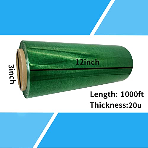 Green Plastic Wrap Stretch Film 12”×1000ft 80 Gauge Industrial Moving Wrap - color: Green 1