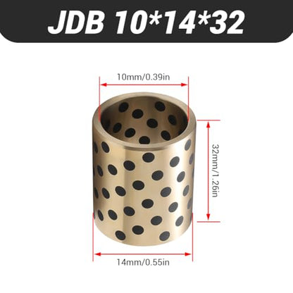 10Pcs Sleeve Bearings, 10mm Bore x 14mm OD x 32mm Length, Wrapped Oilless Self Lubricating Bushings Brass Graphite for Sliding Parts of Machinery - color: JDB 10*14*32