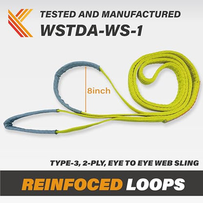 2-Ply Lifting Sling Straps 1”x 10ft - 3100lbs Vertical Capacity Heavy Duty Flat Eye Lift Sling, for Rigging Moving Towing Hoisting -1Pack - Kodiak Straps - color: 1 PACK, size: 1inch x 10ft