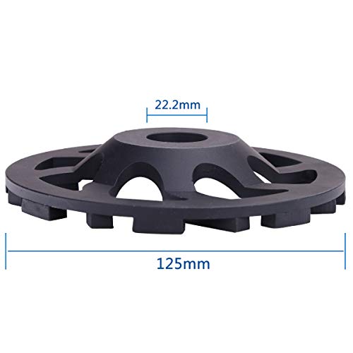 HERZO Diamond Concrete Grinding Wheel 5 inch,Diamond Cup Wheel for Stone Concrete Surface, Cement, Marble, Rock, Granite, and Thinset Removing - size: 5 Inch Standard