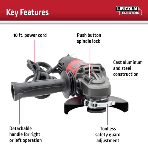 Lincoln Electric K5447-1 11 Amp 4.5in Angle Grinder with 10ft Power Cord