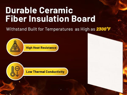 Lynn Manufacturing 1/2” Thick 12" x 16" (2-Pack) 2300F Smoke Free Ceramic Fiber Board Fireproof Insulation, 3326A