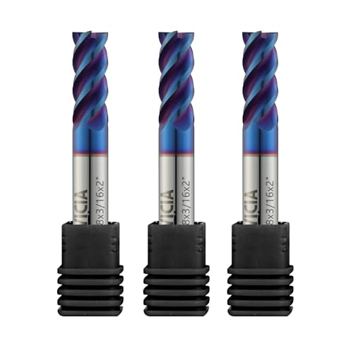 3PCS 3/16" 4 Flute End Mills Set for Stainless Steel (Nano-Coated) - size: 3/16 in
