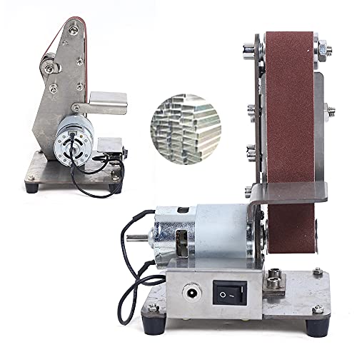 Grinder Electric Belt Sander, 100W Belt Sander Electric Sanding Polishing Grinding Machine 4500-9000RPM Adjustable Speed Wood Sanding Tool for DIY Woodworking, Knife Making (775 Spindle Motor)