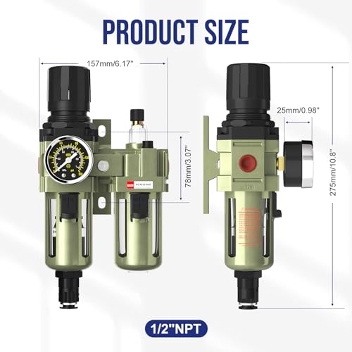 NPT 1/2" Air Compressor Water Separator Filter Pressure Regulator - color: Auto Drain Kit, size: 1/2"NPT