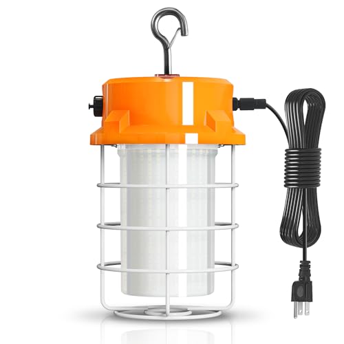 RIUVAO 80W LED Temporary Work Light 12000lm 5000K Daylight White Portable Hanging Construction Lighting Led High Bay Light for Workshop Mine Job Site Lighting - size: 80W