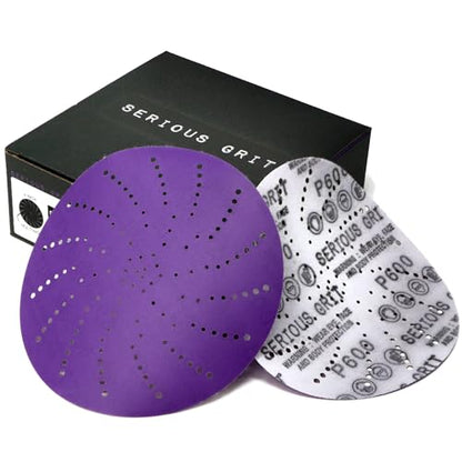 Serious Grit - 6-Inch P600 Grit Ceramic Multi-Hole Sanding Discs - 50 Pack - size: 600 Grit