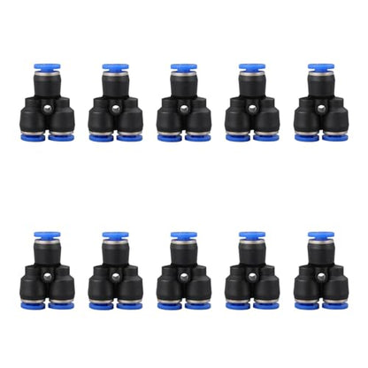 1/4 inch OD Y splitter Push to connect Fittings,push to connect air fittings, air line push connectors (10 Pcs) - size: 0.25 Inch, style: Y spliter Union