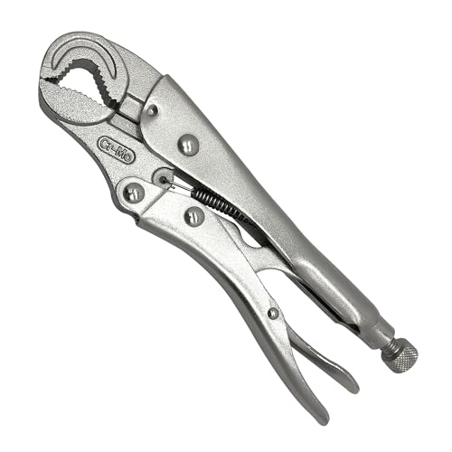 Locking Pliers with Wire Cutter, Cr-Mo Alloy Steel, 3-Side Locking Jaw, Curved Jaw Vise