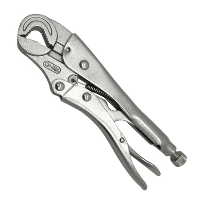 Locking Pliers with Wire Cutter, Cr-Mo Alloy Steel, 3-Side Locking Jaw, Curved Jaw Vise