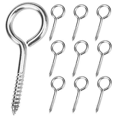 Aovchei 9pcs 304 Stainless Steel 2.5 Inches Eye Screws, Screw Hooks - color: 304, size: 2.5 Inch 9pcs