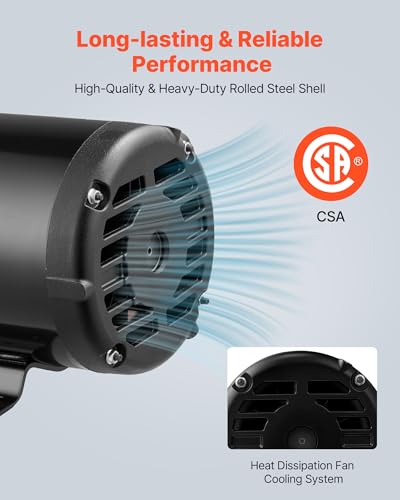 VEVOR 10 HP Electric Motor, 1770RPM Air Compressor Motor, CW/CCW Rotation, 1.375 inch Shaft Diameter, 3.88inch Shaft Length, 40N.m Torque, Three-Phase, 230V/460V, ODP Cooling, 215T Frame - size: 10P-215T-3.88inch Shaft Length