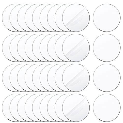 Tongcloud 50pcs 2 Inch Round Clear Acrylic Plexiglass Sheet Disc Circle Plastic Sheet Plastic Sheet Transparent Board Panel for Glass DIY Project Picture Frame Paintings Art (2'', Transparent, 50)