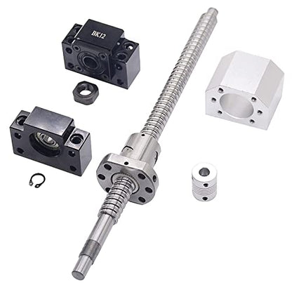SFU1605 Ball Screw Set, RM1605 Ball Screw with Metal Ball Screw Nut and Set BK/BF12 for CNC Machine,Diameter 16mm,5mm Lead (Diameter 16mm, 450mm) - style: 450mm