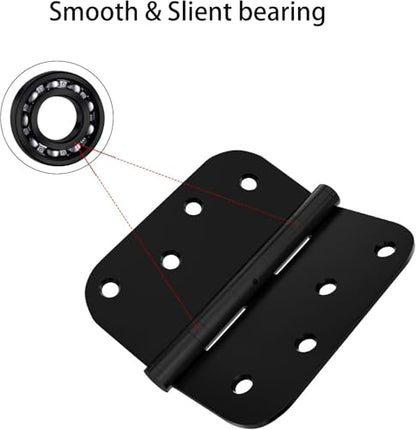 Bartuda Ball Bearing Door Hinges, 4" Stainless Steel Matte Black, Pack of 3 - color: 3 Pack Black, size: 4 inch - 3 pack