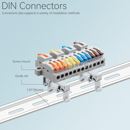 4Pcs DIN Rail Terminal Blocks 28-12AWG Wire Splitter, 4 in 12 Out - size: 4 in 12 out