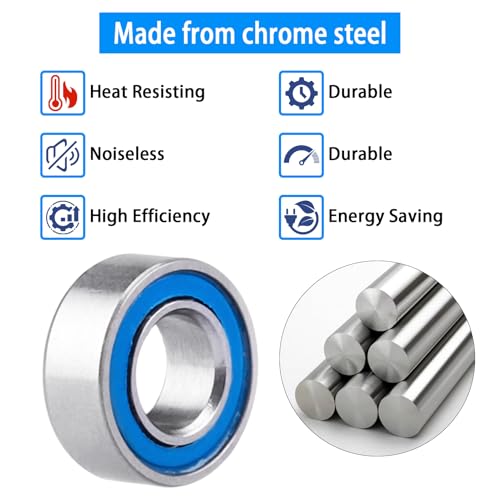 10pcs MR84-2RS Ball Bearings - Miniature Deep Groove Ball Bearing Double Blue Rubber Sealed Chrome Steel for RC Cars/Planes/Drone/Robotics and Small Electric Motors(4x8x3mm) - size: 4x8x3mm MR84-2RS