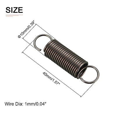 DTGN 1x10x40mm(WxODxL) Extension Spring - 5Pack - Good for Home Repair Machinery - Spring Steel Extended Compressed Spring - Dark Grey - size: 1x10x40mm