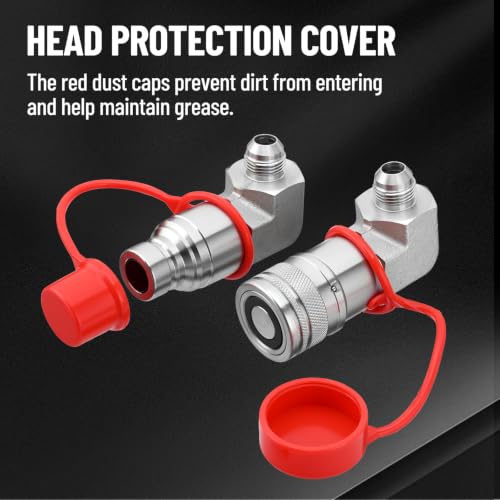 90° Elbow Flat Face Hydraulic Coupler, 1/2" Body Size x 1/2" JIC - size: 1/2" Body 1/2" JIC
