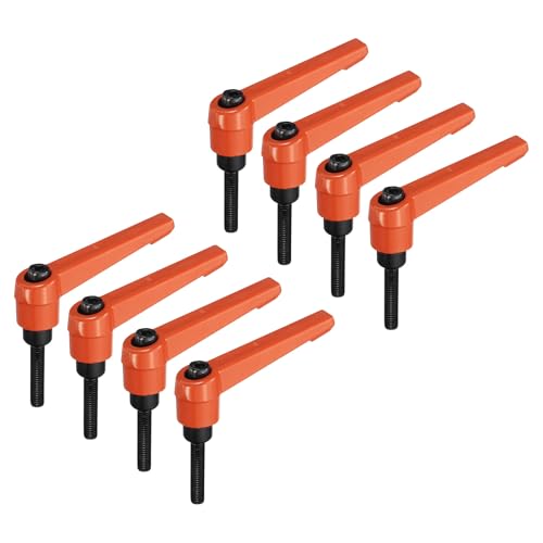 uxcell 8pcs Lever Adjustable Handles M5 x 25mm Metric Male Thread, Level Clamping Handle Hand Stud Knobs Rotating Screw Handles Bolts with Locking Lever, Orange - color: Orange, size: M5 x 25mm