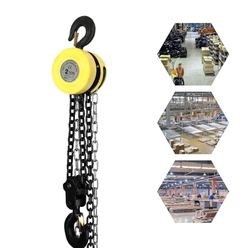 Manual Lever Chain Hoist, 2 Ton 4409Lbs 10 Ft Load Chain Manual Chain Hoist, 2 Heavy-Duty Hooks Hand Chain Hoist for Most Industrial Fields, Yellow - style: Yellow