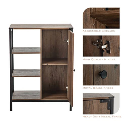 Landia Home Bathroom Storage Cabinet, Industrial Themed with a Steel Frame and Different Tiers of Shelves for Organization