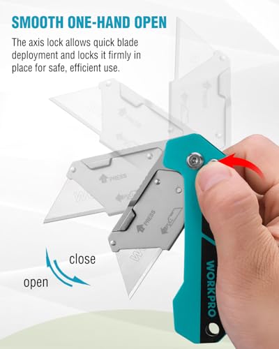 WORKPRO Box Cutter, Utility Knife, Blue - color: Blue