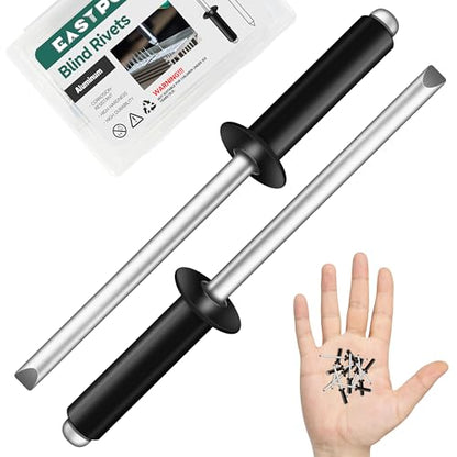 400 Pcs 1/8" x 1/4" Black Aluminum Blind Pro Rivets, 3.2 x 7mm Pop Rivets, Aluminum Grip and Steel Mandrel - color: Black, size: 1/8" x 1/4"