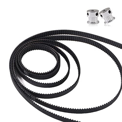 6PCS GT2 Timing Belt - 110mm, 158mm, 200mm, 300mm, 400mm, 610mm Width 6mm + 2PCS GT2 Timing Belt Pulley 20 Teeth 5 Bore for 3D Printer, Dishwashers, Packaging Machinery