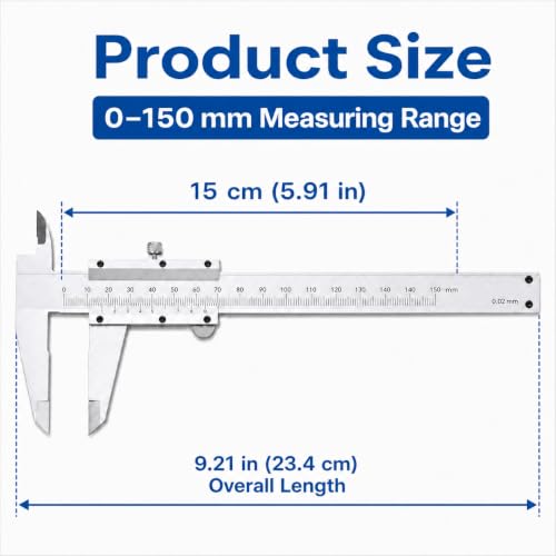 Stainless Steel Digital Caliper, 0-150mm / 0-5.91in Measuring Tool, 0.02mm Precision for DIY and Household Use