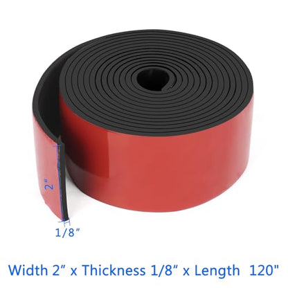 HooTown Adhesive Solid Rubber Strips, Self Neoprene Rubber Sheets Rolls Red - color: 1/8" Thick Adhesive, size: 2” W x 120" L