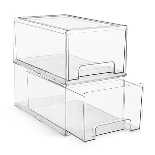 Sorbus Clear Stackable Storage Drawers with Pull-Out Bins (Large, 2 Pack) - color: 2 Pack, size: Large