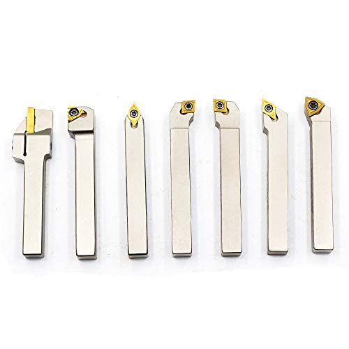 OSCARBIDE 3/8" Shank Nickel Plated 7-Piece Indexable Lathe Tool Holder Set