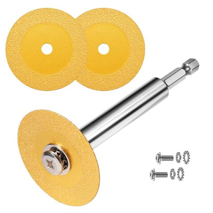 2PCS Diamond Cutting Blade Wheel with 1/4" Hex Shank for PVC Pipe Cutter - size: 2PCS Blades+1PCS Shank(length:2.75")