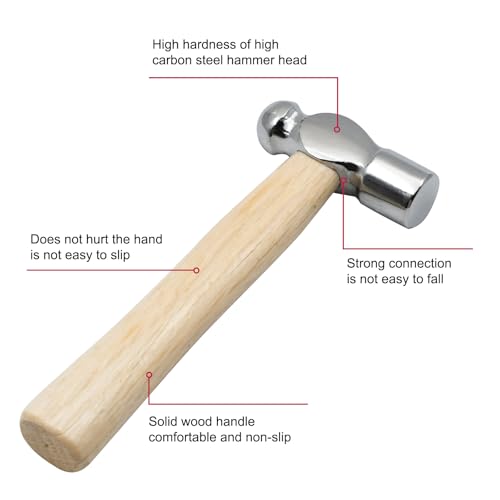 Mini Wooden Handle Round Head Hand Hammer,3 PCS Reinforced Ball Hammers,Round Head Wooden Handle,Escape Tool Hand Hammer for Prying Nails,Woodworking,Repairing,DIY