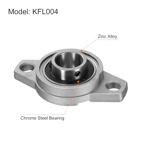 uxcell 2pcs KFL004 Pillow Block Bearings 20mm Bore Bearing Units Zinc Alloy Flange Mounted Bearing Housing, P6(ABEC3) - size: KFL004
