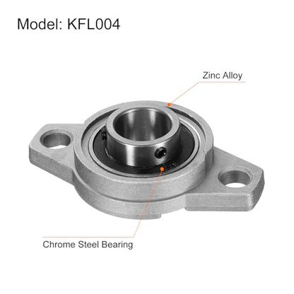 uxcell 2pcs KFL004 Pillow Block Bearings 20mm Bore Bearing Units Zinc Alloy Flange Mounted Bearing Housing, P6(ABEC3) - size: KFL004