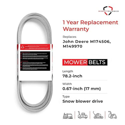 MightyRugged M174506 M149970 Snow Blower Belt for John Deere X300 X500 - size: 78.2 in x 0.67 in