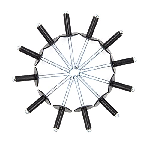 Alloypro 60pcs Black Large Flange Blind Rivets, Aluminum,Flange Diameter 5/8" (16 mm),Pop Rivets Assortment Kit Blind Rivet,3/16" x 5/8",Grip Range(8-12mm) - size: Black 4.8*16mm