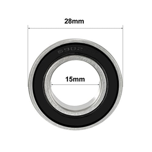 uxcell 6902-2RS Deep Groove Ball Bearing 15mm x 28mm x 7mm Double Sealed Carbon Steel Bearings 8pcs - size: 15mmx28mmx7mm