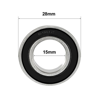 uxcell 6902-2RS Deep Groove Ball Bearing 15mm x 28mm x 7mm Double Sealed Carbon Steel Bearings 8pcs - size: 15mmx28mmx7mm