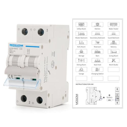 MOLLOM DC 2P 250V 25Amps C25 Miniature Circuit Breaker - style: 25A