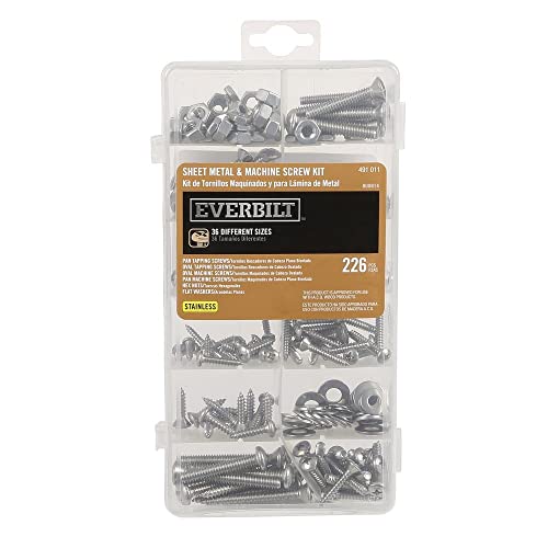 226 Pieces Stainless Steel Sheet Metal Screw Assortment & Machine Screws 36 Different Sizes of Flat, Oval, Pan, Hex Head Phillips Self Tapping Screws Hardware for Wood, Metal or Fiberglass
