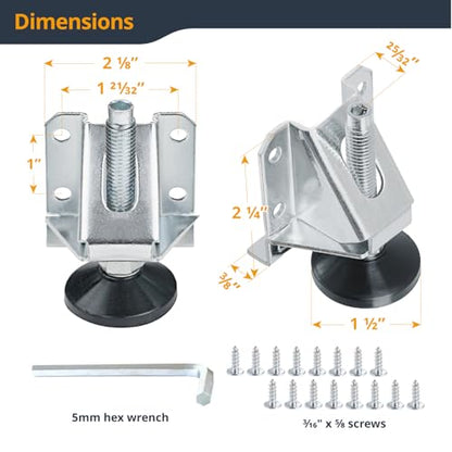 POWERTEC Leveling Feet 4PK, Heavy Duty Adjustable Furniture Leg Levelers with Nylon Foot, Screws & Lock Nuts for Workbenches, Cabinets, Tables & Shelving (71136V) - size: Leg Leveler, Set of 4