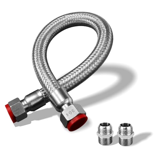 3/4" NPT Compressor Jumper Hose 20", Stainless Steel Flexible Air Line,360° Swivel Ends, 450 PSI&750°F High Temp & Pressure Resistance for Compressed Air Systems