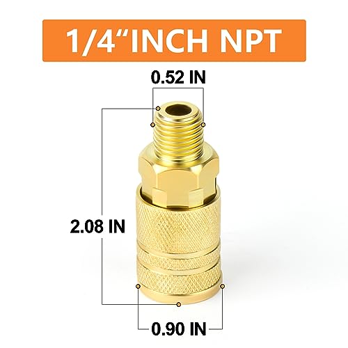GASHER 12PCS 1/4-Inch Male Industrial Coupler,1/4 Inch NPT Male Threads Size, Quick Connect Air Coupler - size: 1/4" NPT Male Threads