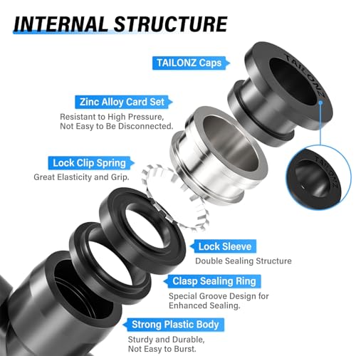 TAILONZ PNEUMATIC 1/4 Inch OD 1/8 Inch NPT Push to Connect Fitting NPT Thread Air Hose Fittings Connection accessory kit（Pack of 13） - size: 1/4"OD 1/8"NPT